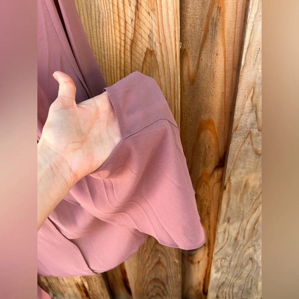 NWT Fashion Nova sheer blazer style open front roll tab top size xs rose color - Picture 7 of 11